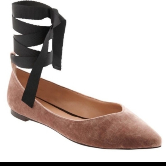 Banana republic Blush Velvet Ribbon Wrapped Flats size 8 - Picture 1 of 9